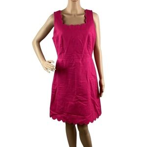 J. Crew Factory Scalloped Basketweave Square Neck Dress Size 8 - Pink